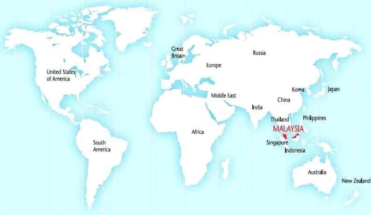 dunia peta yang menunjukkan malaysia