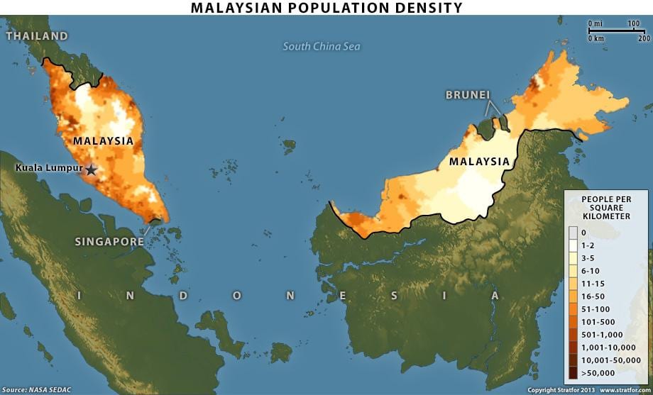 malaysia kepadatan penduduk peta