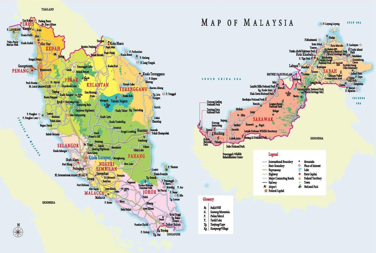 malaysia pelancong peta panduan