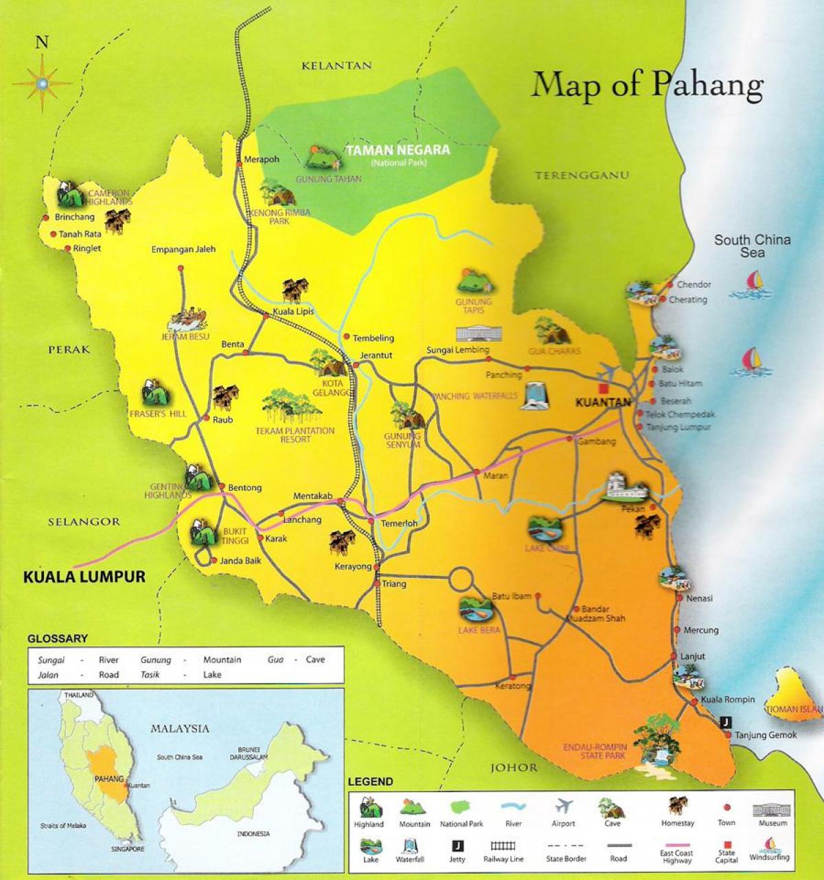 peta pahang negeri malaysia