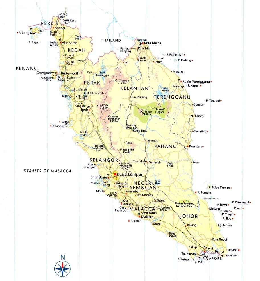 malaysia peta jalan arah